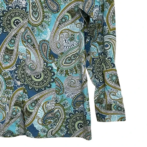 Tommy Bahama Top Women's‎ 10 Multi Color Paisley Button Up Long Sleeve Blouse - Picture 4 of 12